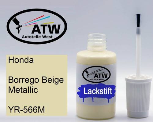 Honda, Borrego Beige Metallic, YR-566M: 20ml Lackstift, von ATW Autoteile West.